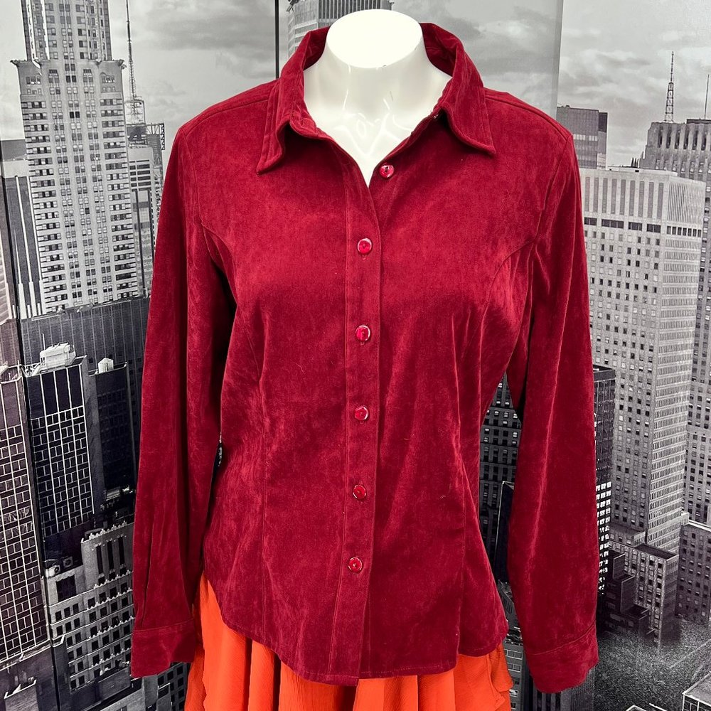 Analogy Faux Suede Button Down Shirt